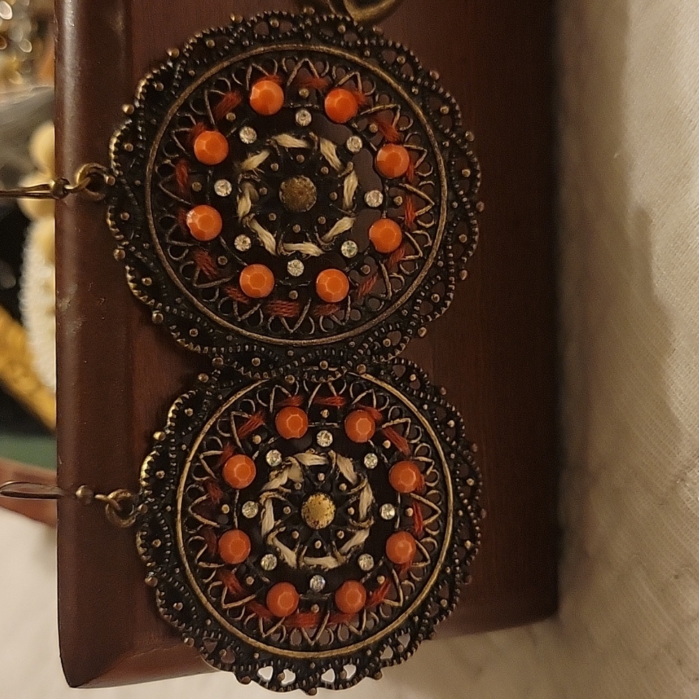 Orange accented earrings